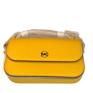 Jet Set Travel Small Pebbled Leather Crossbody Bag, Daisy Yellow